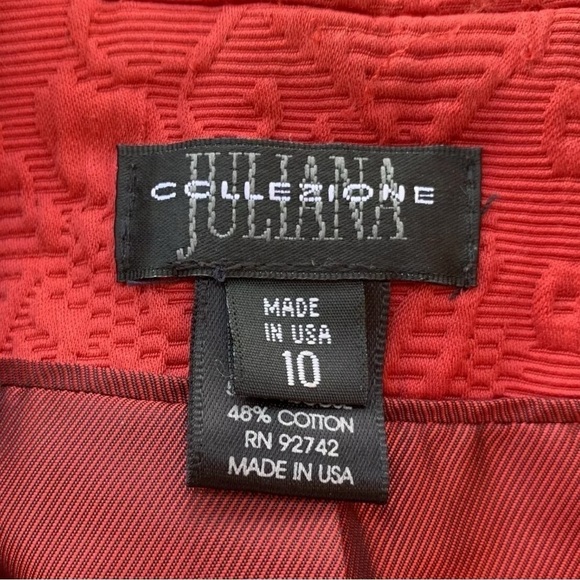 Juliana Collezione Textured Print Collared Zip Jacket Burnt Red-Orange Size 10 - Picture 5 of 6